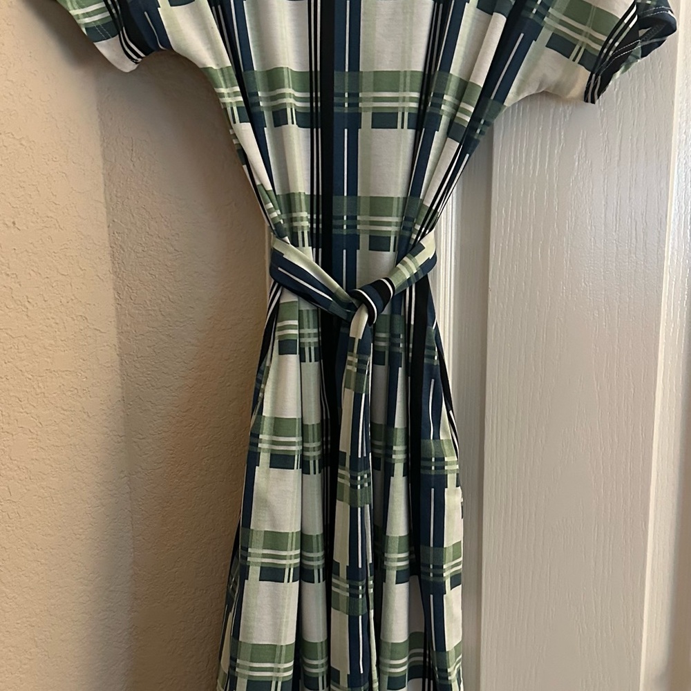 LuLaRoe Plaid Dress in Green and Blue